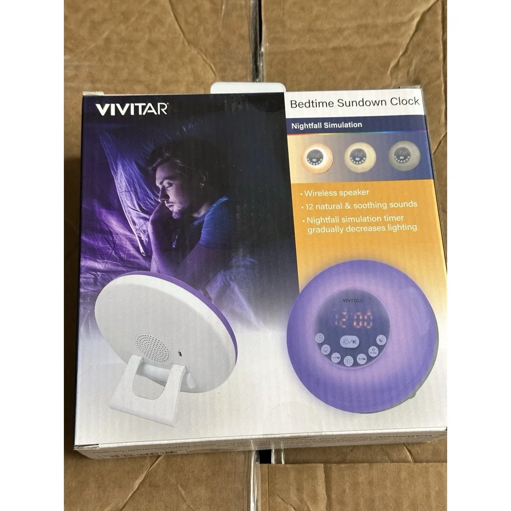 Vivitar Wake Up Sunrise Clock, Wireless Speaker, Nature Sounds, Multicolor Light